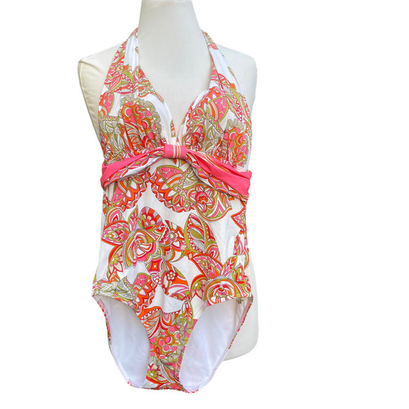 Opera One-Piece Paisley/Floral Print Halter Swimsuit - Size 8 - C-Cup - Picture 9 of 11